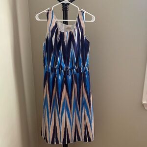 Banana Republic Blue and Cream Geometric Mini Dress